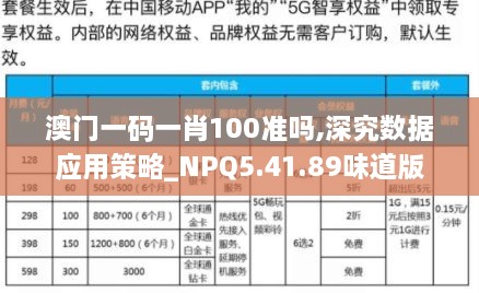 澳门一码一肖100准吗,深究数据应用策略_NPQ5.41.89味道版