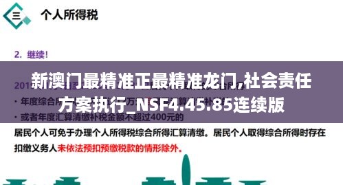 新澳门最精准正最精准龙门,社会责任方案执行_NSF4.45.85连续版