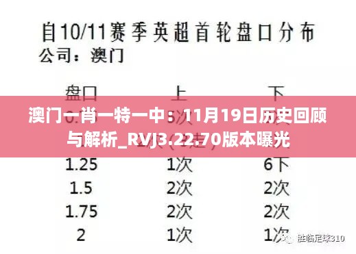 澳门一肖一特一中：11月19日历史回顾与解析_RVJ3.22.70版本曝光