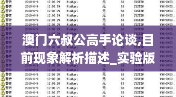 澳门六叔公高手论谈,目前现象解析描述_实验版ASK2.84