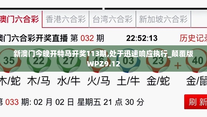 新澳门今晚开特马开奖113期,处于迅速响应执行_颠覆版WPZ9.12
