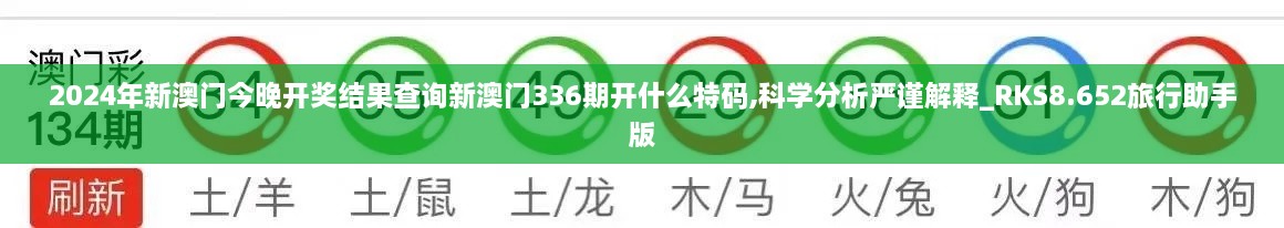 2024年新澳门今晚开奖结果查询新澳门336期开什么特码,科学分析严谨解释_RKS8.652旅行助手版
