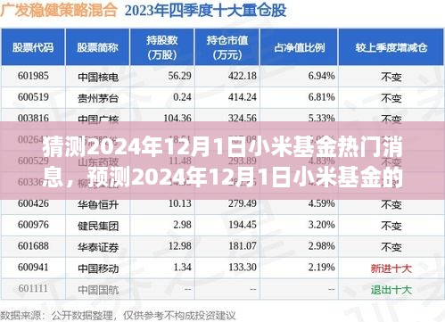 独家预测，小米基金热门消息揭秘，展望2024年12月1日