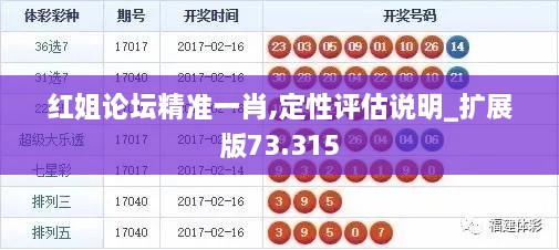 红姐论坛精准一肖,定性评估说明_扩展版73.315