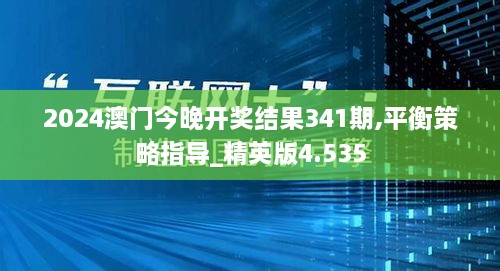 2024澳门今晚开奖结果341期,平衡策略指导_精英版4.535