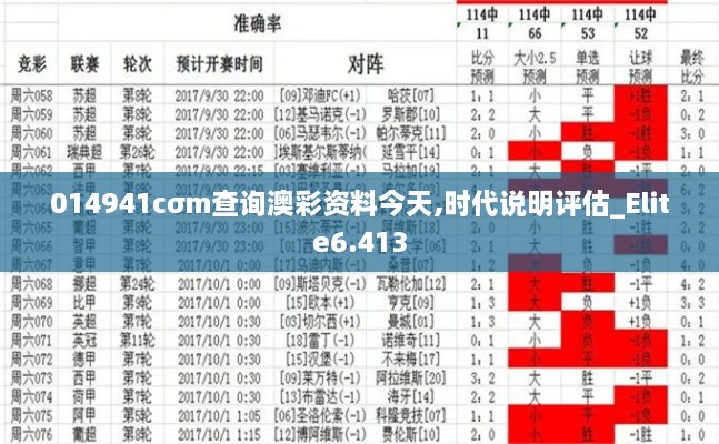 014941cσm查询澳彩资料今天,时代说明评估_Elite6.413