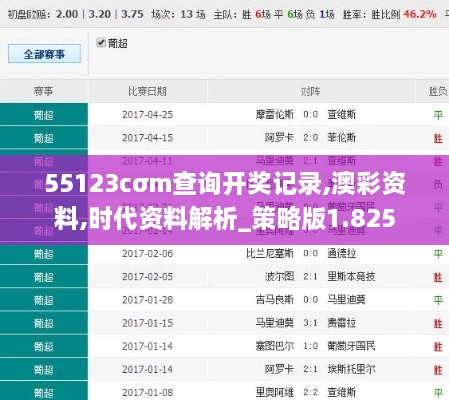55123cσm查询开奖记录,澳彩资料,时代资料解析_策略版1.825