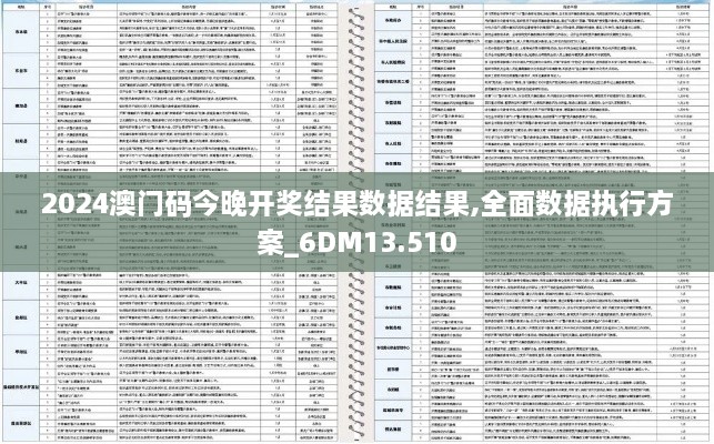 2024澳门码今晚开奖结果数据结果,全面数据执行方案_6DM13.510