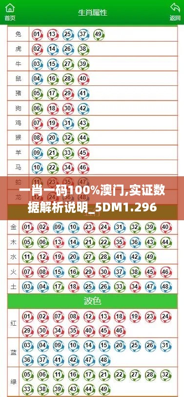 一肖一码100%澳门,实证数据解析说明_5DM1.296