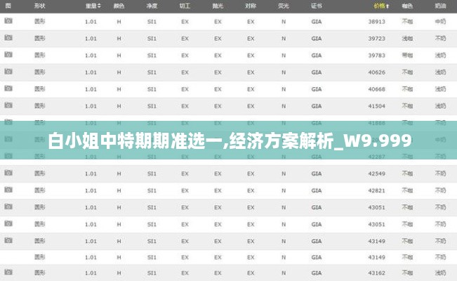 白小姐中特期期准选一,经济方案解析_W9.999