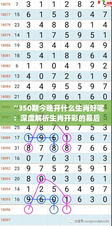 “350期今晚开什么生肖好呢：深度解析生肖开彩的幕后逻辑”