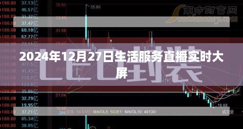 2024年12月27日生活服务直播大屏互动开启，简洁明了，突出了直播的时间和领域，同时提到了实时大屏和互动，能够吸引用户的注意力。