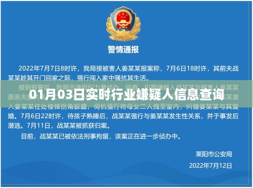 行业嫌疑人实时查询系统上线通知