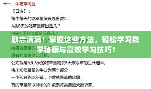 励志满满！掌握这些方法，轻松学习数学秘籍与高效学习技巧！