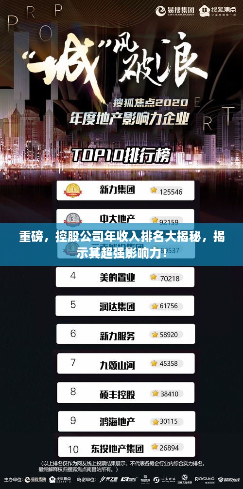 重磅，控股公司年收入排名大揭秘，揭示其超强影响力！