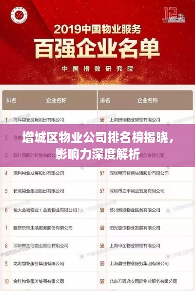 增城区物业公司排名榜揭晓，影响力深度解析