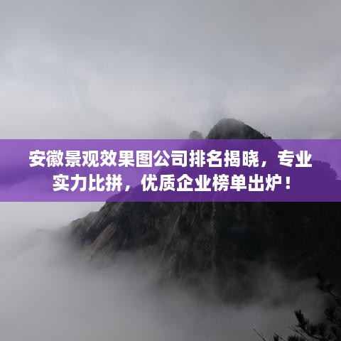 安徽景观效果图公司排名揭晓，专业实力比拼，优质企业榜单出炉！
