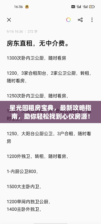 星光园租房宝典，最新攻略指南，助你轻松找到心仪房源！