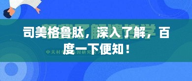 司美格鲁肽，深入了解，百度一下便知！