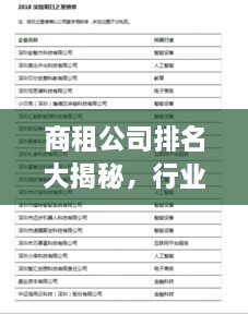 商租公司排名大揭秘，行业内领军企业榜单揭晓！