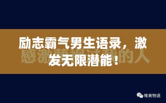 励志霸气男生语录，激发无限潜能！