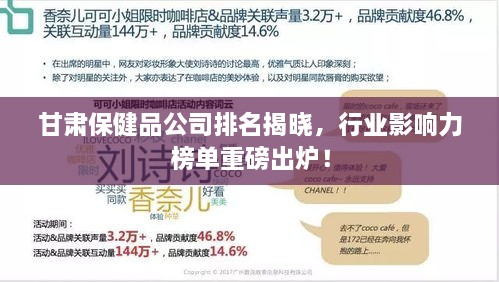 甘肃保健品公司排名揭晓，行业影响力榜单重磅出炉！