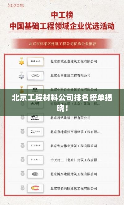 北京工程材料公司排名榜单揭晓！