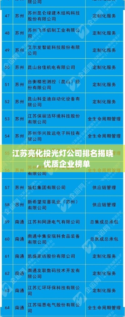 江苏亮化投光灯公司排名揭晓，优质企业榜单