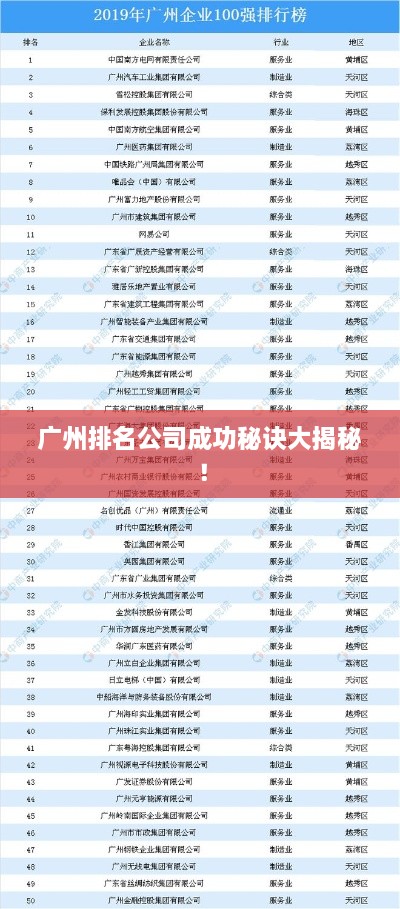 广州排名公司成功秘诀大揭秘！