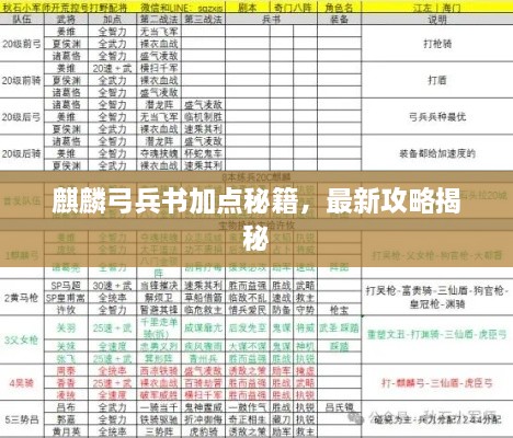 麒麟弓兵书加点秘籍，最新攻略揭秘