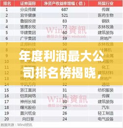 年度利润最大公司排名榜揭晓，财富巨头震撼出炉！