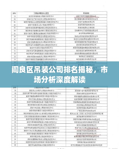 阎良区吊装公司排名揭秘，市场分析深度解读