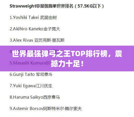 世界最强弹弓之王TOP排行榜，震撼力十足！