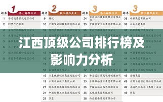江西顶级公司排行榜及影响力分析