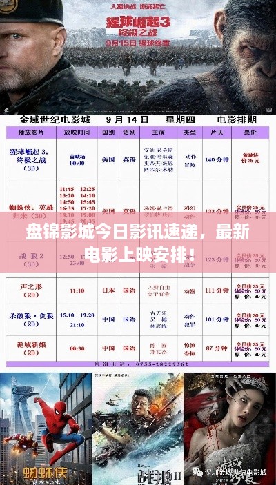 盘锦影城今日影讯速递，最新电影上映安排！
