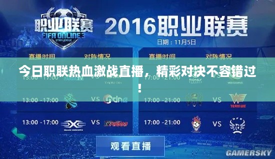 今日职联热血激战直播，精彩对决不容错过！